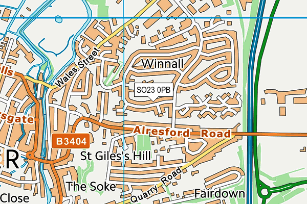 SO23 0PB map - OS VectorMap District (Ordnance Survey)