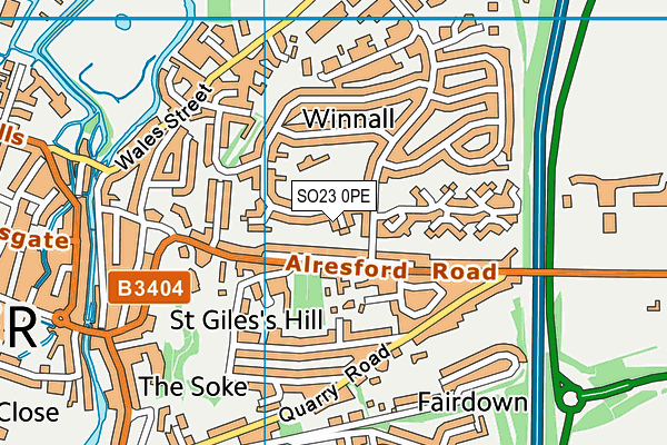 SO23 0PE map - OS VectorMap District (Ordnance Survey)