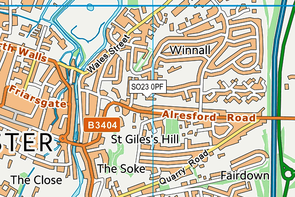 SO23 0PF map - OS VectorMap District (Ordnance Survey)