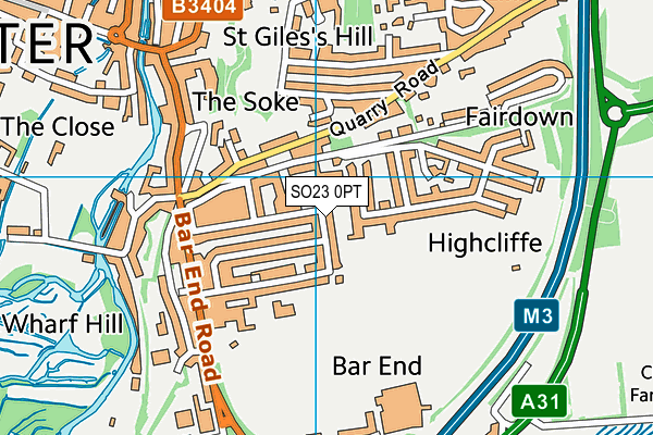 SO23 0PT map - OS VectorMap District (Ordnance Survey)