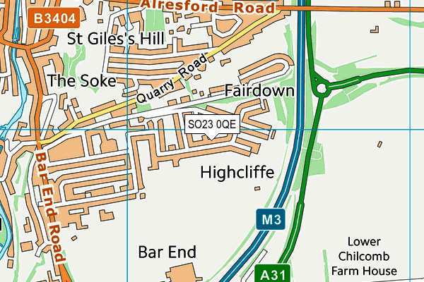 SO23 0QE map - OS VectorMap District (Ordnance Survey)