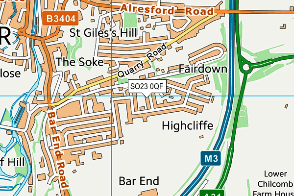 SO23 0QF map - OS VectorMap District (Ordnance Survey)