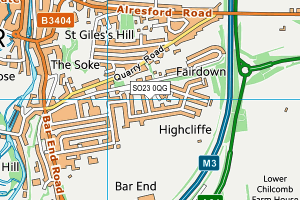 SO23 0QG map - OS VectorMap District (Ordnance Survey)