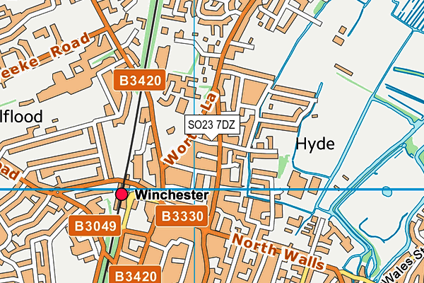 Winchester Lido Sports Association map (SO23 7DZ) - OS VectorMap District (Ordnance Survey)