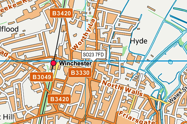 SO23 7FD map - OS VectorMap District (Ordnance Survey)