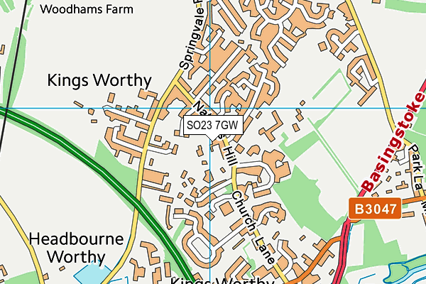 SO23 7GW map - OS VectorMap District (Ordnance Survey)