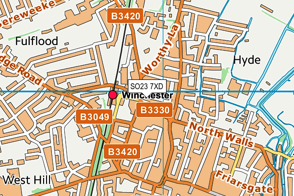 SO23 7XD map - OS VectorMap District (Ordnance Survey)