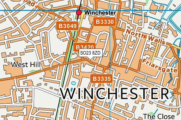 SO23 8ZD map - OS VectorMap District (Ordnance Survey)