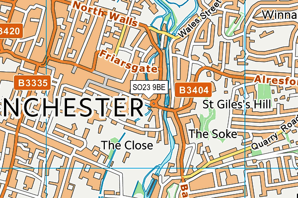 SO23 9BE map - OS VectorMap District (Ordnance Survey)