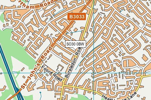 SO30 0BW map - OS VectorMap District (Ordnance Survey)