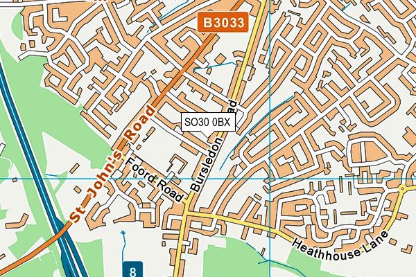 SO30 0BX map - OS VectorMap District (Ordnance Survey)