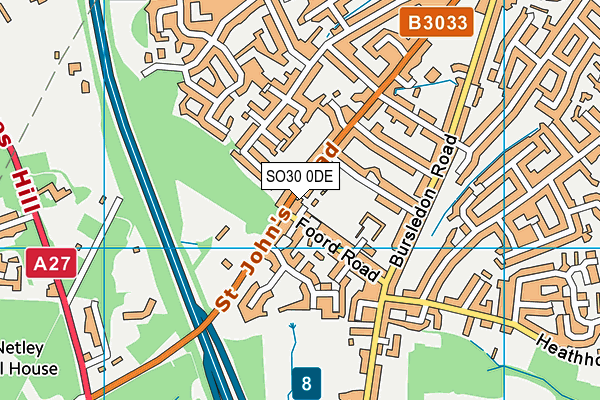 SO30 0DE map - OS VectorMap District (Ordnance Survey)