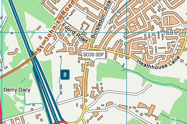 SO30 0DF map - OS VectorMap District (Ordnance Survey)