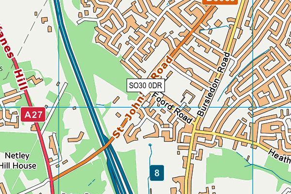 SO30 0DR map - OS VectorMap District (Ordnance Survey)