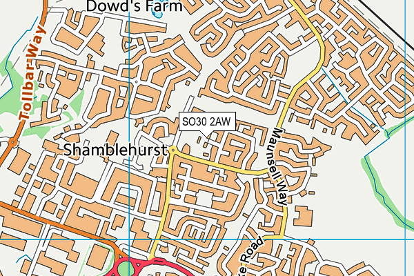 SO30 2AW map - OS VectorMap District (Ordnance Survey)