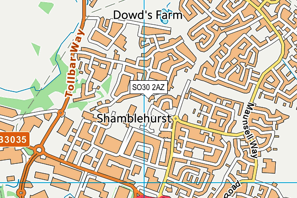 SO30 2AZ map - OS VectorMap District (Ordnance Survey)