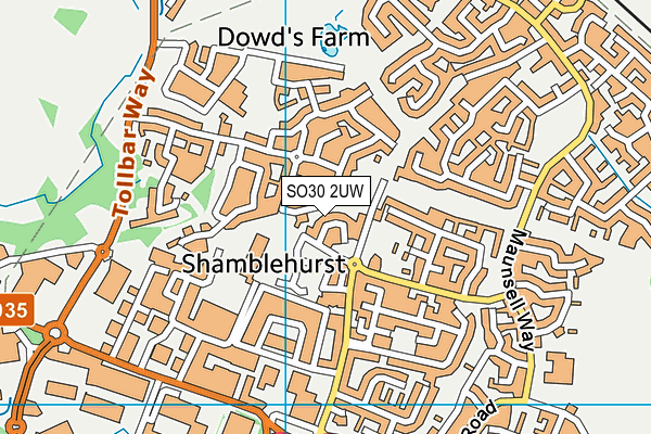 SO30 2UW map - OS VectorMap District (Ordnance Survey)