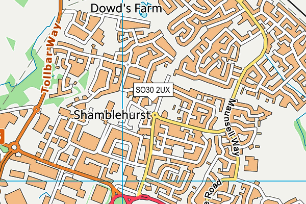 SO30 2UX map - OS VectorMap District (Ordnance Survey)