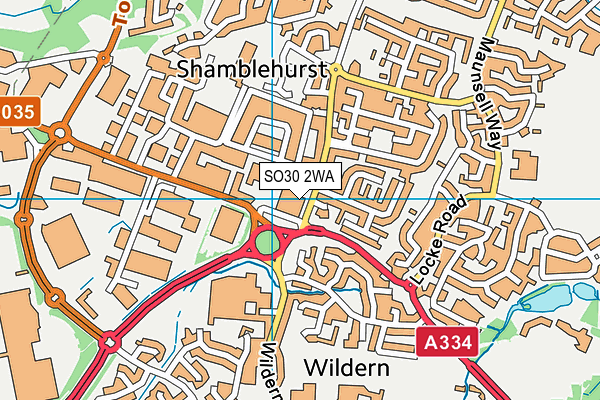 SO30 2WA map - OS VectorMap District (Ordnance Survey)