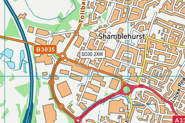 SO30 2XW map - OS VectorMap District (Ordnance Survey)