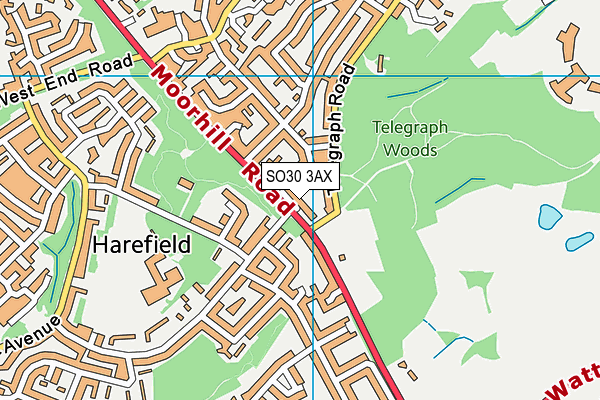 SO30 3AX map - OS VectorMap District (Ordnance Survey)