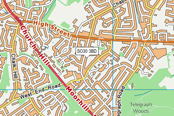 SO30 3BD map - OS VectorMap District (Ordnance Survey)