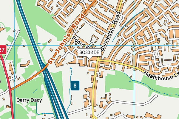 SO30 4DE map - OS VectorMap District (Ordnance Survey)