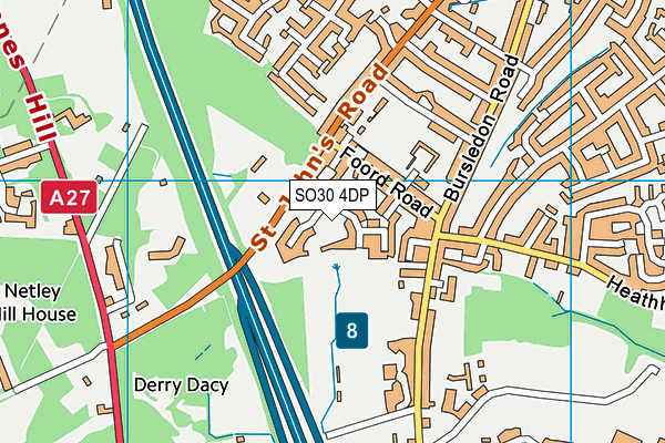 SO30 4DP map - OS VectorMap District (Ordnance Survey)