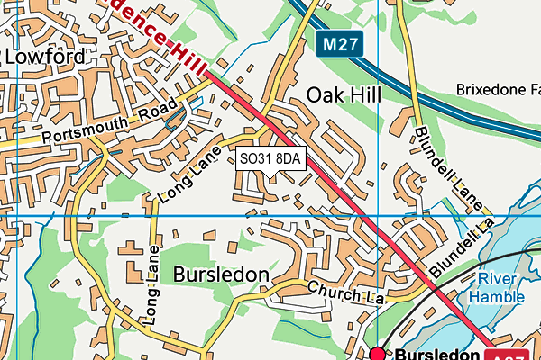 Bursledon Recreation Ground map (SO31 8DA) - OS VectorMap District (Ordnance Survey)