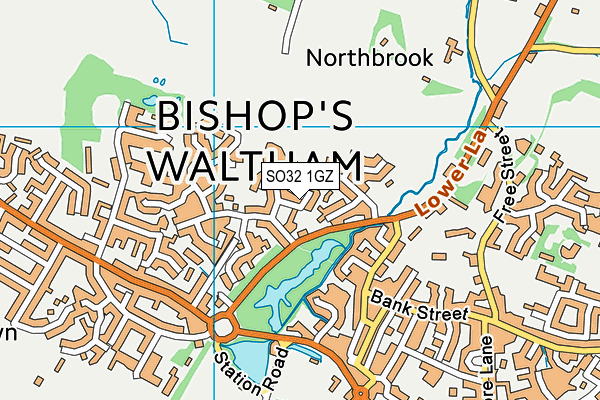 SO32 1GZ map - OS VectorMap District (Ordnance Survey)