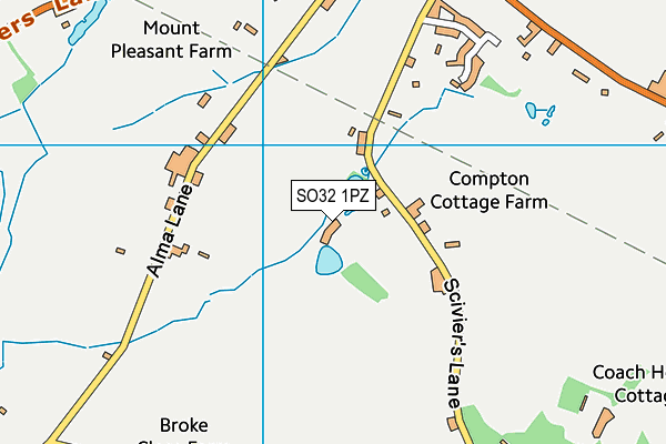 SO32 1PZ map - OS VectorMap District (Ordnance Survey)