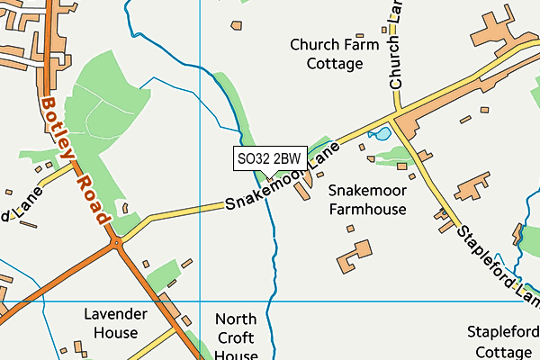 SO32 2BW map - OS VectorMap District (Ordnance Survey)