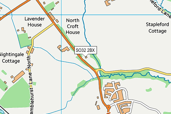 SO32 2BX map - OS VectorMap District (Ordnance Survey)