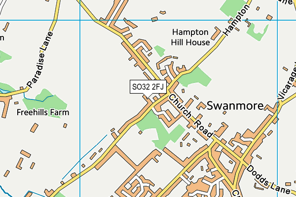 SO32 2FJ map - OS VectorMap District (Ordnance Survey)