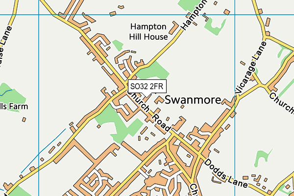 SO32 2FR map - OS VectorMap District (Ordnance Survey)