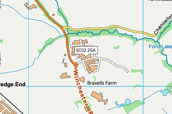 SO32 2GA map - OS VectorMap District (Ordnance Survey)