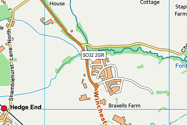 SO32 2GR map - OS VectorMap District (Ordnance Survey)