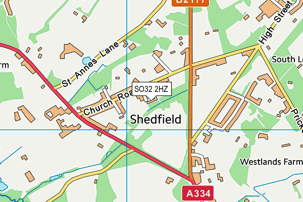 SO32 2HZ map - OS VectorMap District (Ordnance Survey)