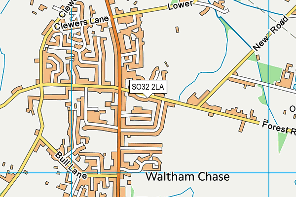 SO32 2LA map - OS VectorMap District (Ordnance Survey)