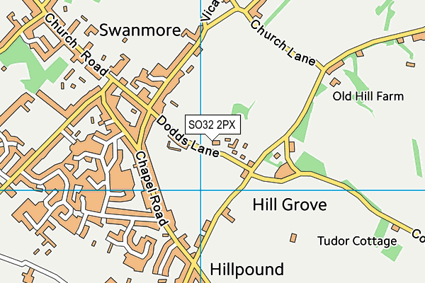 SO32 2PX map - OS VectorMap District (Ordnance Survey)