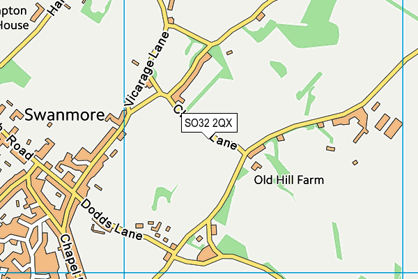 SO32 2QX map - OS VectorMap District (Ordnance Survey)