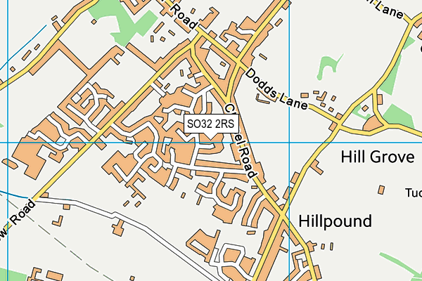 SO32 2RS map - OS VectorMap District (Ordnance Survey)