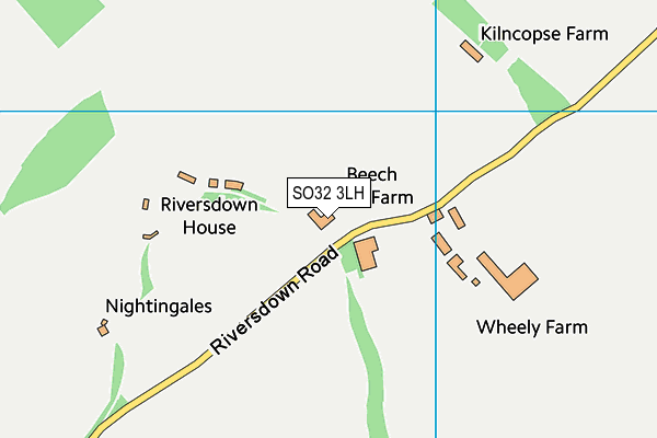 SO32 3LH map - OS VectorMap District (Ordnance Survey)