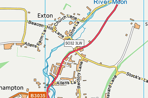 SO32 3LW map - OS VectorMap District (Ordnance Survey)