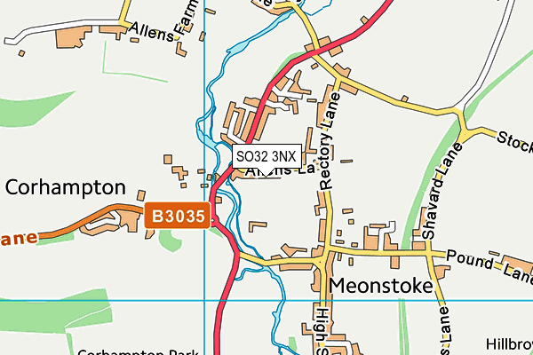 SO32 3NX map - OS VectorMap District (Ordnance Survey)