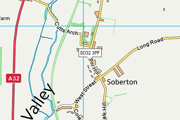 SO32 3PF map - OS VectorMap District (Ordnance Survey)