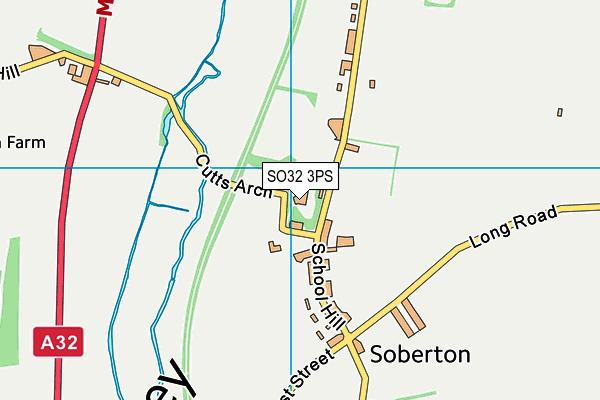 SO32 3PS map - OS VectorMap District (Ordnance Survey)