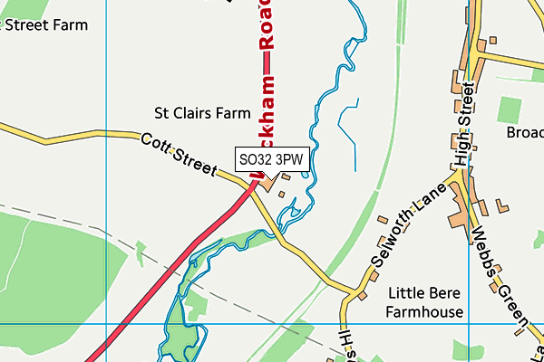 SO32 3PW map - OS VectorMap District (Ordnance Survey)