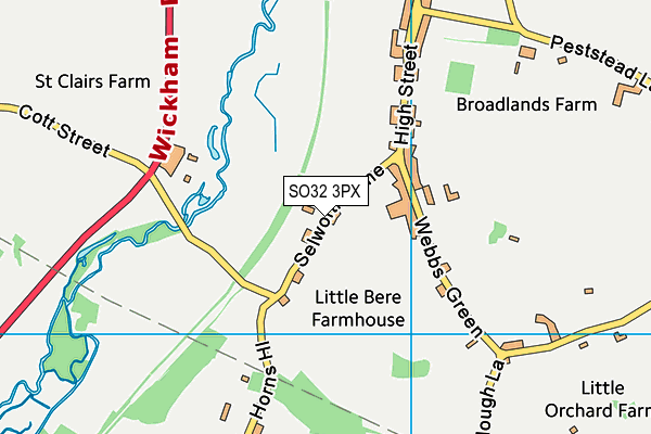 SO32 3PX map - OS VectorMap District (Ordnance Survey)