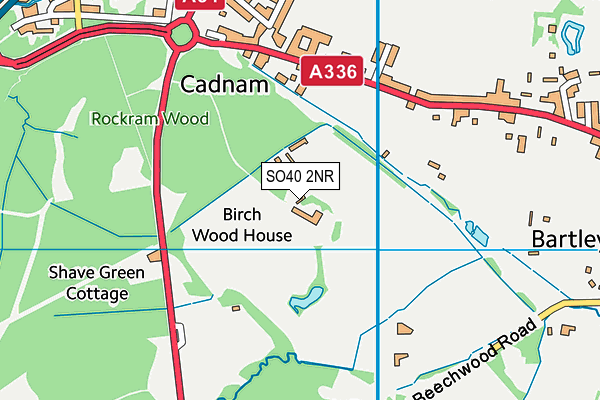 Cadnam Cricket Club map (SO40 2NR) - OS VectorMap District (Ordnance Survey)